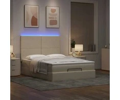 Osmanų lova su čiužiniu ir LED kreminiu 140x190cm audinys