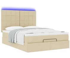 Osmanų lova su čiužiniu ir LED kreminiu 140x190cm audinys