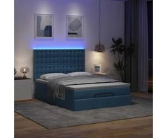 Osmanų lova su čiužiniu ir LED Mėlynas 140x190cm audinys