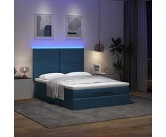 Osmanų lova su čiužiniu ir LED Mėlynas 140x190cm audinys