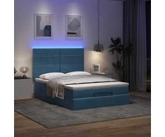 Osmanų lova su čiužiniu ir LED Mėlynas 140x190cm audinys