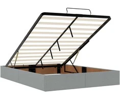 Osmanų lova su čiužiniu ir LED šviesiai pilka 140x190cm audinys