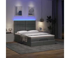 Osmanų lova su čiužiniu ir LED tamsiai pilka 140x190cm audinys