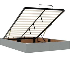 Osmanų lova su čiužiniu ir LED šviesiai pilka 140x190cm audinys