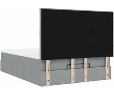 Osmanų lova su čiužiniu ir LED šviesiai pilka 140x190cm audinys