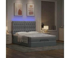 Osmanų lova su čiužiniu ir LED šviesiai pilka 140x190cm audinys