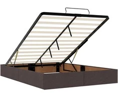 Osmanų lova su čiužiniu, rudas, 140x190cm, audinys