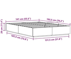 Lova Otomano lovos rėmas Natūrali 140 x 190 cm Tvirtas pušies medis