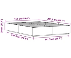 Lova Otomano lovos rėmas Natūrali 150 x 200 cm Tvirtas pušies medis
