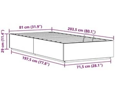 Lova Otomano lovos rėmas Natūrali 80 x 200 cm Tvirtas pušies medis