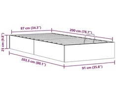 Lova Otomano lovos rėmas su saugojimo funkcija Natūrali 90 x 200 cm