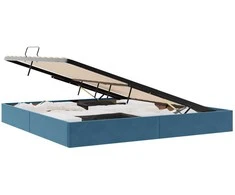 Lova Otomano lovos rėmas Tamsiai mėlyna 200 x 200 cm Aksomas
