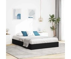 Lova Otomano lovos rėmas su saugykla Juoda 140 x 190 cm Aksomas