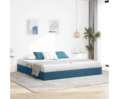 Lova Otomano lovos rėmas Tamsiai mėlyna 200 x 200 cm Aksomas