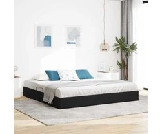 Lova Otomano lovos rėmas su saugykla Juoda 200 x 200 cm Aksomas