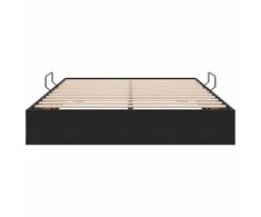 Otomano lovos rėmas su saugykla Juoda 140 x 190 cm Aksomas