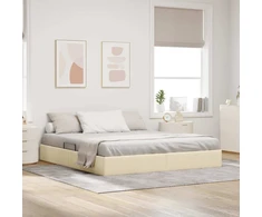 Lova Otomano lovos rėmas su saugykla Kremas 160 x 200 cm audinys