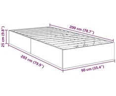 Lova Otomano lovos rėmas su saugykla Senas medis 203 x 90 x 25 cm