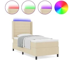 LED Čiužinio Lova su čiužiniu Kreminė 100 x 200 cm audinys