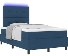 Kiemas lova su čiužiniu su LED Mėlyna 120 x 190 cm audinys