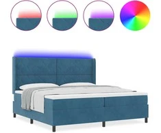 Kiemas lova su LED juostelėmis Mėlyna 200 x 200 cm Aksomas