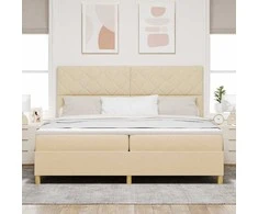 LED Čiužinio Lova su čiužiniu Kreminė 200 x 200 cm audinys