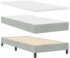 Kiemas lova su galvūgalio Šviesiai pilka 90 x 200 cm Aksomas