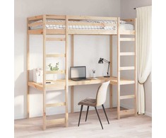 Lova Palėpės lovos rėmas Natūrali 90 x 190 cm Kietos pušies mediena