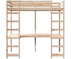 Lova Palėpės lovos rėmas Natūrali 90 x 200 cm Kietos pušies mediena
