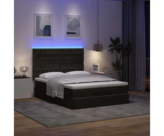 Lova Pufas su čiužiniais ir LED lemputėmis, juodas, 140x200cm, aksomas