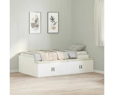 Lova Lovos rėmas su stalčių Balta 70 x 190 cm Apdirbta mediena