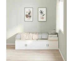 Lova Lovos rėmas su stalčių Balta 70 x 190 cm Apdirbta mediena