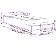 Lova su daiktų laikymo vieta su stalčių Sonoma ąžuolas 100 cm