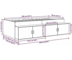 Lovos rėmas Betono pilka 90 x 200 cm Apdirbta mediena