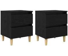 Lova spintelės su stalčių 2 pcs Juodas ąžuolas 40 x 35 x 50 cm