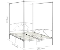 Lova su baldakimu, baltos spalvos, 140x200cm, metalas