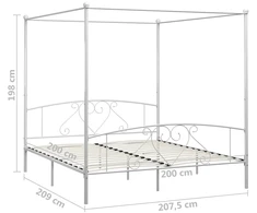Lova su baldakimu, baltos spalvos, 200x200cm, metalas