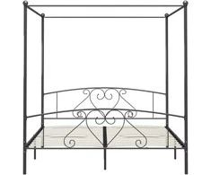 Lova su baldakimu, pilkos spalvos, 200x200cm, metalas