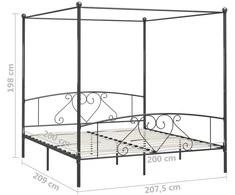 Lova su baldakimu, pilkos spalvos, 200x200cm, metalas
