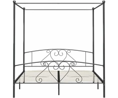 Lova su baldakimu, pilkos spalvos, 200x200cm, metalas