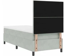 Kiemas lova su galvūgalio Šviesiai pilka 100 x 200 cm Aksomas