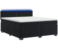 Lova su čiužiniu ir LED apšvietimu Juoda 160 x 200 cm Aksomas