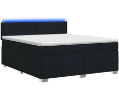 Lova su čiužiniu ir LED apšvietimu Juoda 160 x 200 cm Audinys