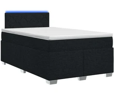 Lova su čiužiniu ir LED apšvietimu Juoda 120 x 190 cm Audinys