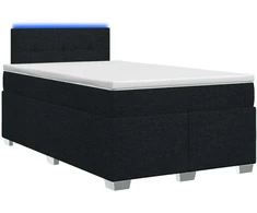 Lova su čiužiniu ir LED apšvietimu Juoda 120 x 200 cm Audinys