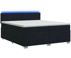 Lova su čiužiniu ir LED apšvietimu Juoda 200 x 200 cm Audinys