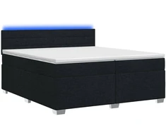 Lova su čiužiniu ir LED apšvietimu Juoda 200 x 200 cm Audinys