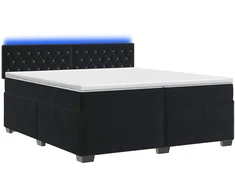 Lova su čiužiniu ir LED apšvietimu Juoda 200 x 200 cm Aksomas