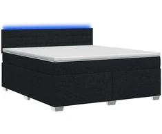 Lova su čiužiniu ir LED apšvietimu Juoda 140 x 190 cm Audinys