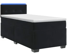 Lova su čiužiniu ir LED apšvietimu Juoda 90 x 200 cm Aksomas
